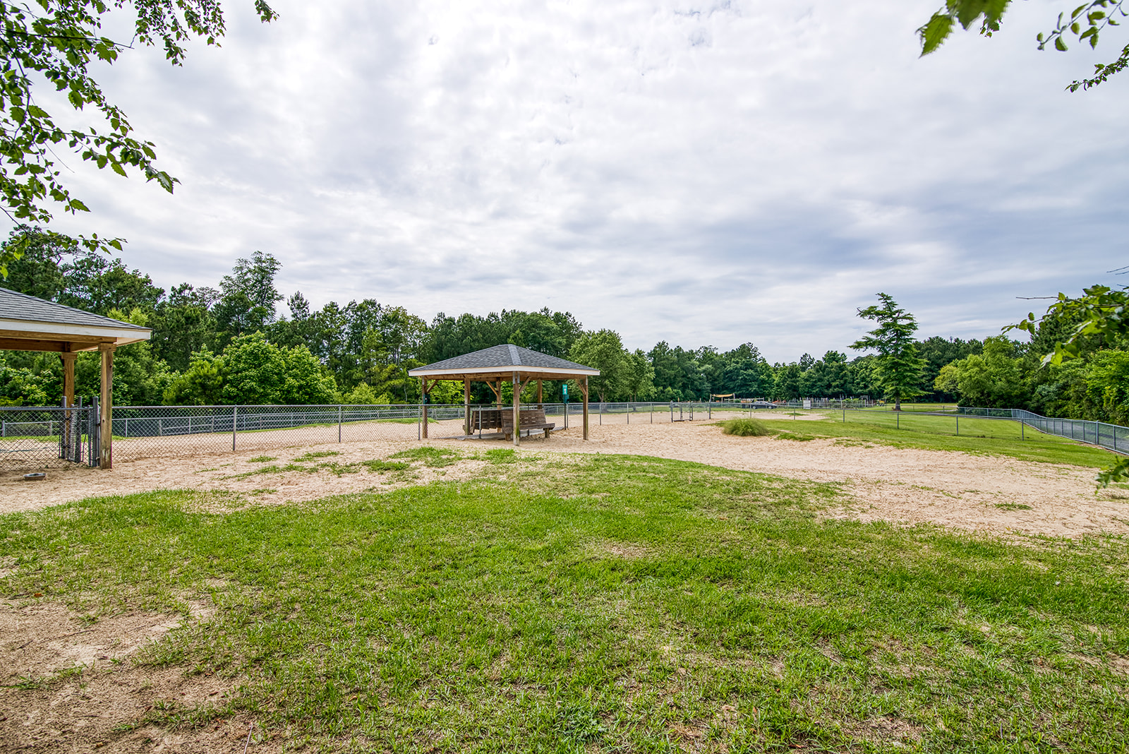 Image of an outdoor fenced space for dogs to play.