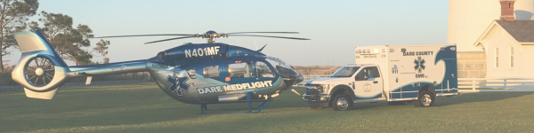 Image of MedFlight helicopter and ambulance