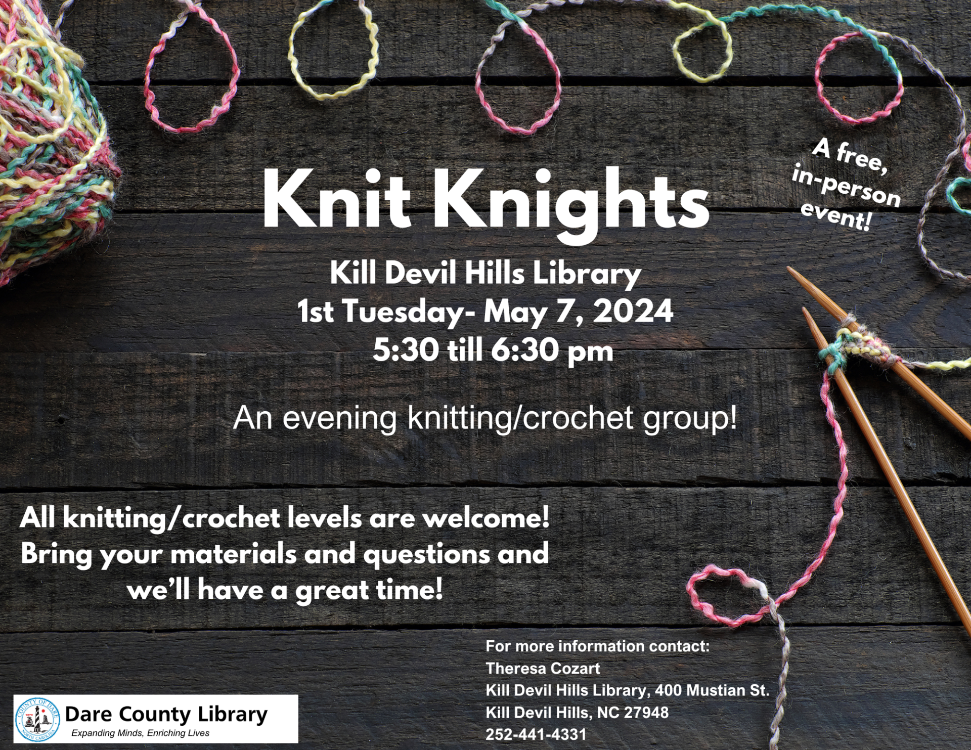 knit, crochet, kill devil hills, adults