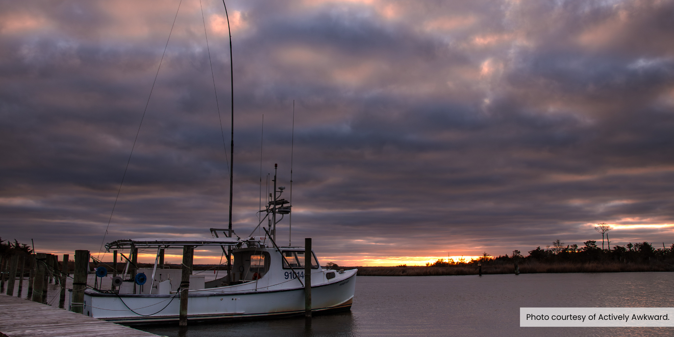 Image of a sail boat docked at Manns Harbor Marina. Photo courtesy of Actively Awkward.