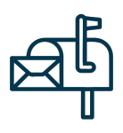 Graphic depicting a letter going into a mailbox.